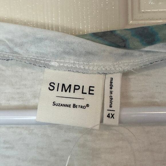 NWT Simple Suzanne Betro Tropical Leaf Print V-Neck T-Shirt Size 4X Vacation - Picture 3 of 5